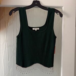 Green Women's Top with Beaded Hem